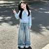 Conjunto de Dos Piezas de Moda Coreana Dulce Lindo con Sudadera de Manga Larga y Pantalones Anchos de Estrella para Niños Mayores - Primavera y Otoño 2026