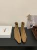 Botas Soca de Salto Alto Plano Camurça Fosco Simples Outono/Inverno 2025 Cano Curto Justas Bico Fino para Mulheres com Forro de Lã