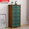 Cômoda de Madeira Maciça Estilo Americano, Armário de Armazenamento, Gabinete de Cinco Gavetas para Sala de Estar Totalmente Montado, Armário de Armazenamento Tipo Gaveta Montado na Parede, Gabinete Vintage para Quarto