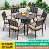 Mesa e Cadeira Externas de Alumínio Fundido Pátio Combinação Simples de Mesa e Cadeira Externa Liga de Alumínio Combinação de Mesa e Cadeira para Jardim de Vila