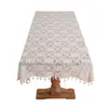 Toalha de Mesa de Algodão Ponto Cruz Mesa de Chá Retrô Americano Tricô Vazado Toalha de Mesa Renda de Luxo Leve Toalha de Mesa Redonda Retangular Mesa de Jantar