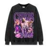 Camiseta de Manga Curta Pesada com Estampa Retro Hip-hop Chris Brown Chris Brown Gola Redonda Moletom com Capuz