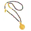 Collar Puzao Gold Shop Mismo Estilo Chapado en Oro Incrustaciones de Diamantes Filigrana Ruyi Dios Amarillo de la Riqueza Imitación Turmalina, Nuevo Estilo Chino Gargantilla de Alta Gama