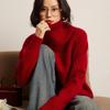 Cachemira Pura para Mujer Cuello Alto Estilo Similar a Faye Wong Línea de Flores Tejido Artesanal Pesado Suéter Otoño e Invierno Nuevo Suelto Casual Base