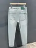 Jeans Bordados de Marca Ins de Lujo Ligero de Moda para Hombre, Corte Holgado, Pierna Ajustada, Denim para Hombre 2026 para Todas las Estaciones