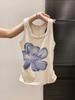 Camisola de Orquídea Pequeña con Diseño Difuminado para Mujer para Usar en Verano, Anti-Exposición, Top Base Ajustado con Espalda Hermosa