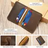 Cartera corta de cuero Crazy Horse vintage para hombre Portatarjetas de cuero Cartera Estuche para tarjetas Portatarjetas