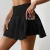 Falda de tenis para mujer transfronteriza europea y americana de Amazon con bolsillos, de cintura alta, falda corta deportiva anti-exposición, falda plisada para yoga y correr