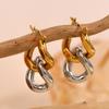 Moda Europea y Americana Simple Nicho Combinan con Todo Personalizados Pendientes Explosivos Acero Inoxidable Chapado en Oro de 18K Pendientes de Cadena de Doble Color para Mujer