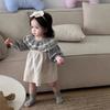 Roupas de Outono para Bebê 2026 Estilo Coreano Roupas Infantis Conjunto de Saia com Suspensório e Camisa de Boneca com Gola xadrez para Meninas Roupa de Outono Infantil