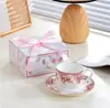 Xícara de Café Retrô Conjunto de Xícara e Pires de Cerâmica para Casa Xícara de Chá com Flores Xícara de Café Lembrança de Casamento para Madrinha