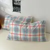 Ins Estilo Retro Sencillo Juego de Cuatro Piezas de Algodón Lavado Color Sólido Estilo Japonés Cuadros Funda de Edredón para Dormitorio Juego de 3 Piezas Funda de Edredón Individual/Doble