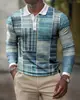 Polo Casual para Hombre de Estilo Nuevo, Europeo y Americano, Impresión Digital 3D, Manga Larga, Cuello de Solapa, Top para Hombre