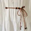 Cinto Trançado Boêmio para Mulheres, Corrente Decorativa de Cintura para Vestido, Corda de Cintura com Borla, Cinto de Cintura Versátil Estilo Étnico