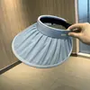 Chapéu de Sol Protetor Solar com Topo Aberto Estilo Coreano para Mulheres Verão Anti-ultravioleta Chapéu de Sol Grande com Abas Amplas Mostra o Rosto Pequeno Chapéu de Sol para Exterior