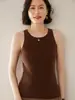 Suéter de cachemira pura para mujer, grueso, cuello redondo, acanalado, cálido, sin mangas, estilo camisola, capa interior, top de punto