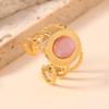 Moda personalizado turquesa anel feminino nicho high-end três linhas soldagem oval gem anel aço inoxidável fabricantes de jóias