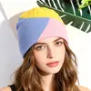 Gorro de Punto Acrílico Jacquard de Bloques de Color Casual Estilo Coreano, Versátil para Exteriores y Ropa Urbana, Gorro de Moda Trendy para Otoño e Invierno