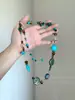 Colar longo em camadas azul com contas, estilo étnico boêmio para mulheres, gargantilha elegante e vintage para a clavícula