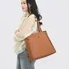 Bolsa Tote de Nylon Resistente à Água para Mulheres - Grande Capacidade Cor Caramelo, Bolsa de Ombro Casual para Trabalho Viagem Compras com Detalhes de Cordão Ajustável