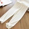 Leggings de Verano de Moda para Niñas con Borde de Oreja de Macarón Elástico de Seda de Hielo con Corte Ajustado Estilo Coreano Pantalones Delgados para Bebé y Niños