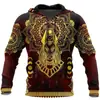 Moda Primavera e Outono Quente Transfronteiriça Suéter 3D Masculino Guerreiro Viking Estampado Moda de Rua Moletom Clássico