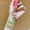Llavero de Gato Hello Kitty Fortuna Dorada con Perlas de Agua Colgante para Bolso con Carcasa Acrílica