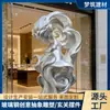 Escultura de Paisagem Abstrata em Estoque, Escultura de Arte em Fibra de Vidro, Decoração Externa para Shoppings e Praças, Grande Ornamento de Deusa de Cabelos Cacheados