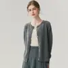 Cardigan Feminino Solto Gola Redonda 100% Caxemira Pura Outono Novo Estilo Suéter com Botões Top Peça de Roupa Externa Base de Tricô