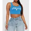 Verano 2024 Nuevo Suéter de Cuello en U Estampado Sin Mangas Ombliguero Top para Mujer Estilo Europeo y Americano Tirante Chaleco Pequeño Estilo Ins
