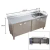 Gabinete de Acero Inoxidable para Fregadero de Cocina, Gabinete con Fregadero, Gabinete con Encimera Integrada, Placa de Cocina, Banco de Trabajo 304