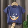 Ropa para Niños Verano 2025 Camiseta de Algodón Puro para Niños Tops Individuales para Niños Cuello Redondo Manga Corta Bebé Dibujos Animados Manga Corta