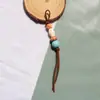 Colgante de bolso estilo miu en tonos marrones, simple, con cuentas de madera, cuerda tejida, adorno colgante, cordón para mochila, teléfono, llave