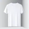 Camiseta de Manga Curta em Malha de Seda Gelada Masculina Verão Fina Cor Sólida Gola Redonda Tamanho Plus Secagem Rápida Respirável Gelo Camiseta Básica