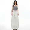 Jeans Laranja Infantil de Moda Coreana em Liocel com Barra Larga para Mulheres, Caimento Solto, Emagrecedor, Confortável, Casual, Versátil, Calça de Comprimento Total.