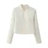 Comércio exterior transfronteiriço atacado de roupas femininas 2026 novo casaco curto versátil estilo europeu e americano com fecho de botão decorativo e gola alta mangas compridas