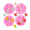 Molde de Silicona de Flor de Tulipán y Girasol Fondant Flor de Cinco Pétalos Molde de Chocolate Molde de Piedra de Resina Juguete Mini Squishy