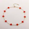 Acero de Titanio Cadena para Clavícula de 10 Pétalos Collar de Trébol de Cuatro Hojas de 10 Pétalos Horno 18K Colorfast Lujo Ligero Nicho Exclusivo Transfronterizo Suministro