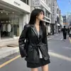 Ropa de Mujer Ropa de Mujer Coreana Dongdaemun Alta Calidad Otoño Nuevo Estilo Tendencia de Moda Solapa Ceñidor a la Cintura Atado Chaqueta Abrigo de Piel sintética