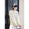 Suéter de Punto de Manga Larga para Mujer 2026 Primavera Holgado Informal Hong Kong y Americano Ropa/Algodón de Hilo de Papel y Tencel