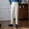 Pantalones casuales rectos de cintura media-alta para hombre, estilo retro británico, combinables, primavera y otoño de 2024
