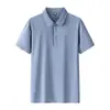 Camisa Polo com toque gelado de seda gelada, design perfurado, proteção solar, secagem rápida, alta elasticidade, com gola, roupa de trabalho masculina, camisa polo feita sob medida