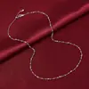 Collar de Hada Italiano Chapado en Oro de Plata de Ley 925 Sencillo Versátil Gypsophila Flor de Coche Guisantes Cadena de Clavícula Lujo Ligero