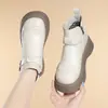 Botas de cuero forradas de felpa para mujer, zapatos de algodón para otoño e invierno, suela de plataforma, estilo retro, adecuados para primavera y otoño, disponibles para dropshipping, botines de suela gruesa, botas cálidas, un par