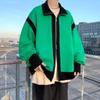 Design oversize Jaqueta Esportiva com Zíper Duplo Costura Masculina e Feminina Contraste Cor bf Estilo Lel Jaqueta Cardigan de Malha
