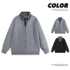 Nueva camisa cárdigan de punto estilo perezoso con retazos de color sólido, estilo coreano de otoño e invierno, falso dos piezas, informal, para hombre