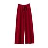 Estilo Nuevo Cachemir Casual para Mujer Cintura Alta con Cordones Pierna Ancha Rectos Pantalones Colgante Cintura Holgada Otoño e Invierno Estilo Urbano