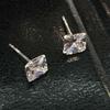 Brincos de Prata S925 com Zircônia de Quatro Garras com Diamantes, Diamantes Coloridos Redondos Quadrados, Brincos Simples para Homens e Mulheres, Fornecedor Transfronteiriço Fabricante