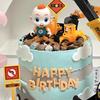 Decoraciones de Adornos para Pastel Tema Vehículos de Construcción Excavadora Dibujos Animados Bulldozer Grúa Señales de Tráfico Adornos Enchufe para Cumpleaños Infantil