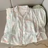 Pijama Rayado de Osito de Algodón Nube Lindo para Primavera y Otoño para Mujer, Casual, Manga Larga, Pantalón Largo, Estudiante, Se Puede Usar Fuera de Casa, Ropa para el Hogar